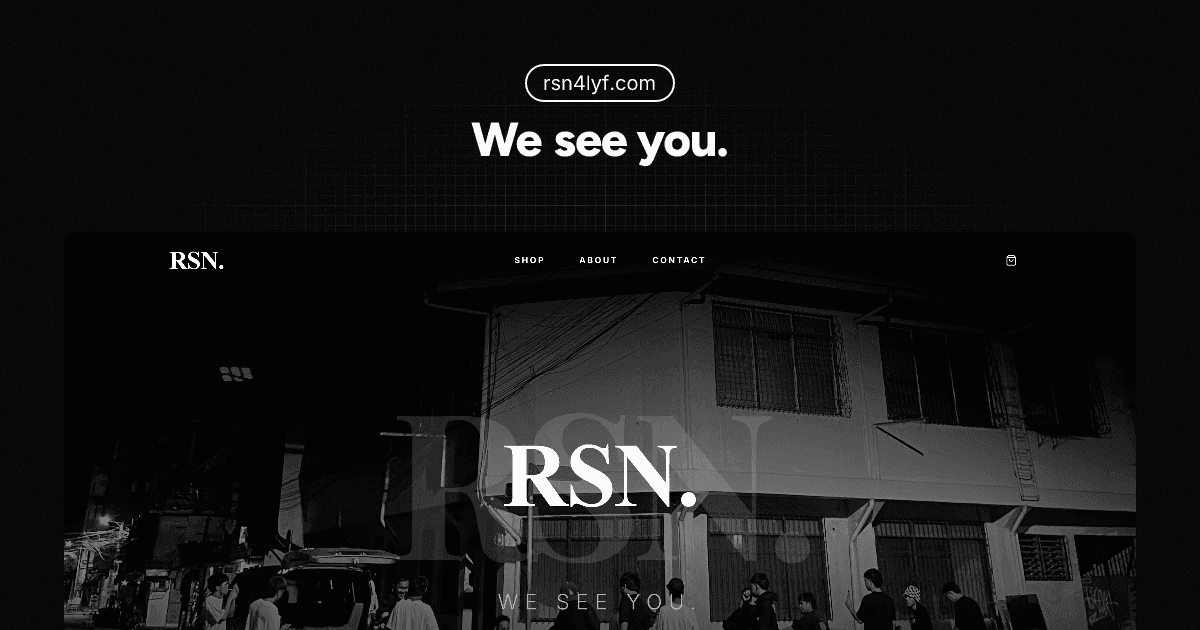 RSN.4LYF streetwear e-commerce store preview